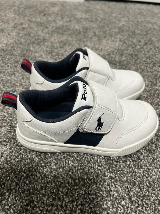 Polo by Ralph Lauren White and Navy Kids Sneakers - Picture 2 of 13